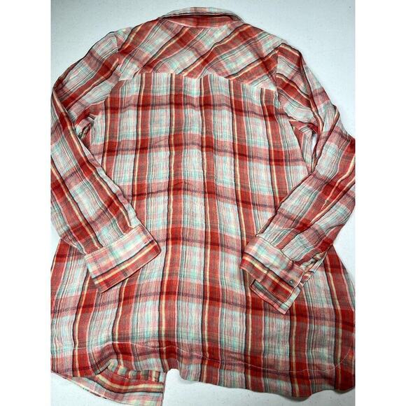 Soft Surrounding Red Plaid Shell Button Down Size Blouse Size Small - Picture 8 of 8